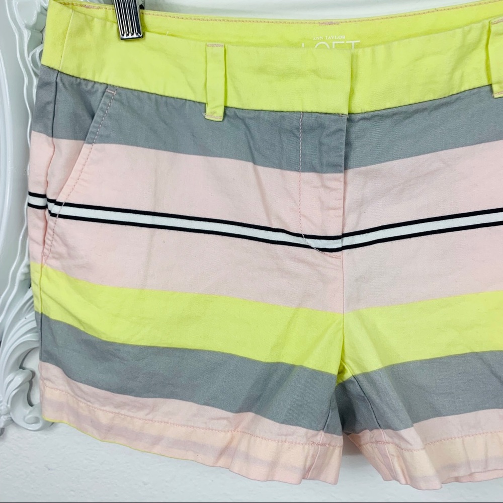 Loft Ann Taylor / Preppy Pastel Yellow Gray Pink - Picture 2 of 8